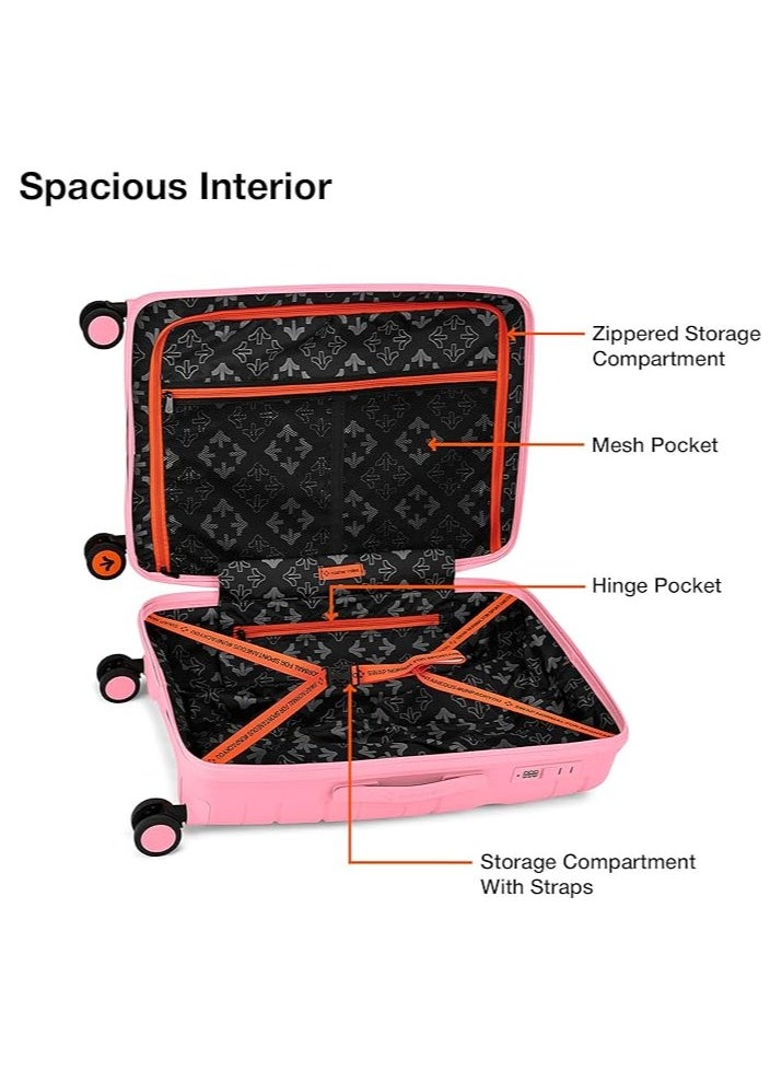 nasher miles Nasher Miles Paris Hard-Sided Polypropylene Check-in Luggage 24 inch | 65cm | 8 Wheels Medium Trolley Bag for Travel | Suitcase (Pink)  - Image 5
