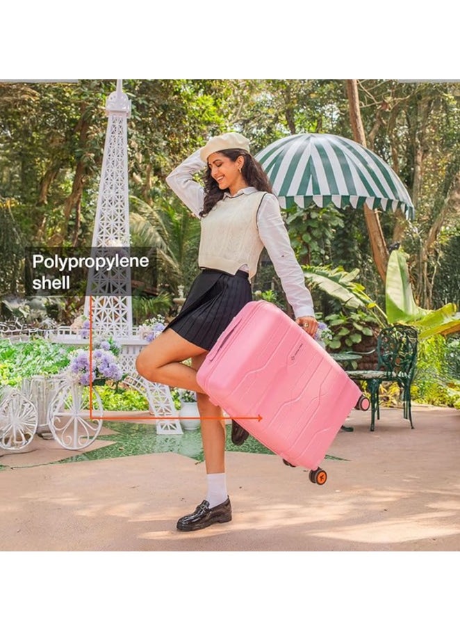 nasher miles Nasher Miles Paris Hard-Sided Polypropylene Check-in Luggage 24 inch | 65cm | 8 Wheels Medium Trolley Bag for Travel | Suitcase (Pink)  - Image 2