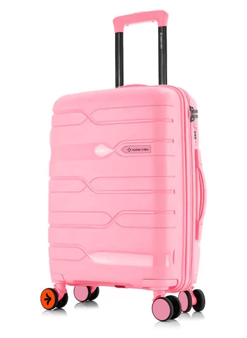 nasher miles Nasher Miles Paris Hard-Sided Polypropylene Check-in Luggage 24 inch | 65cm | 8 Wheels Medium Trolley Bag for Travel | Suitcase (Pink)  - Image 1