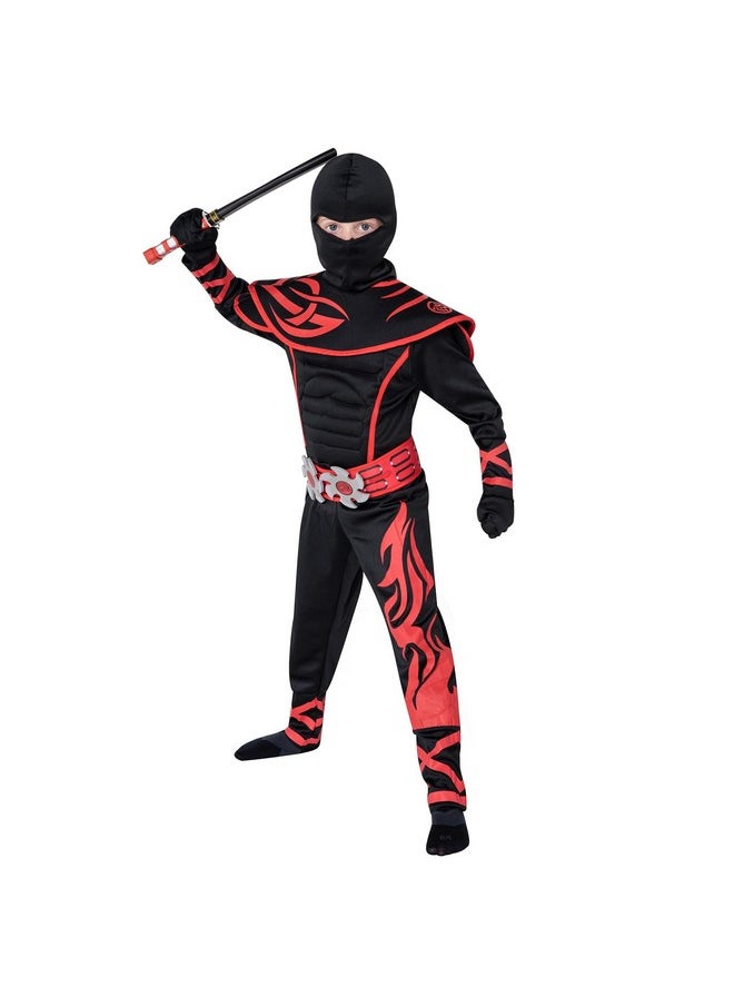 Spooktacular Creations - Child Boy Cosplay Costume Red Ninja Kungfu Costume For Halloween Dress Up (Medium (8-10Yr)) - Image 1