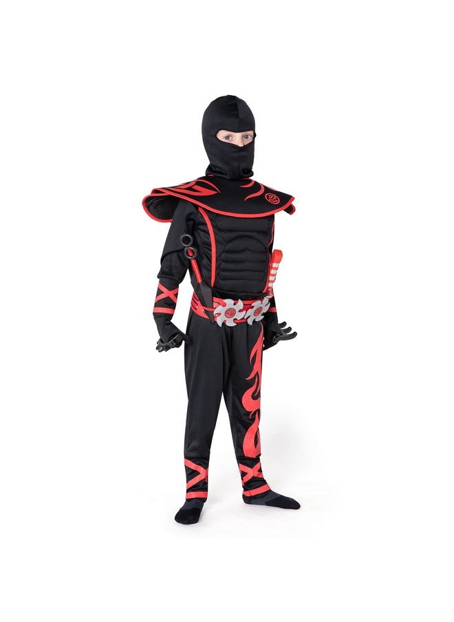 Spooktacular Creations - Child Boy Cosplay Costume Red Ninja Kungfu Costume For Halloween Dress Up (Medium (8-10Yr)) - Image 1