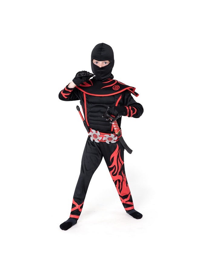 Spooktacular Creations - Child Boy Cosplay Costume Red Ninja Kungfu Costume For Halloween Dress Up (Medium (8-10Yr)) - Image 1