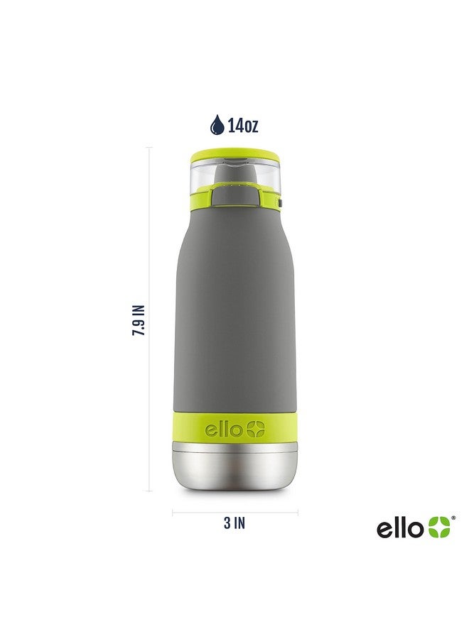Ello Ello Emma 14oz Vacuum Insulated Stainless Steel Kids Water Bottle with Straw and Built-in Carrying Handle and Leak-Proof Locking Lid for School Backpack, Lunchbox and Outdoor Sports, Gray - Image 3