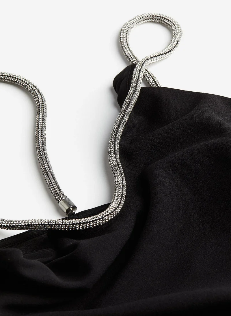 H&M Rhinestone Strap One Shoulder Dress