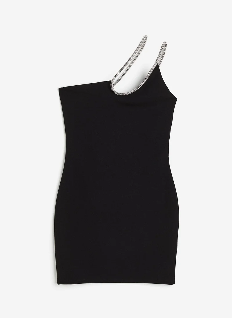 H&M Rhinestone Strap One Shoulder Dress