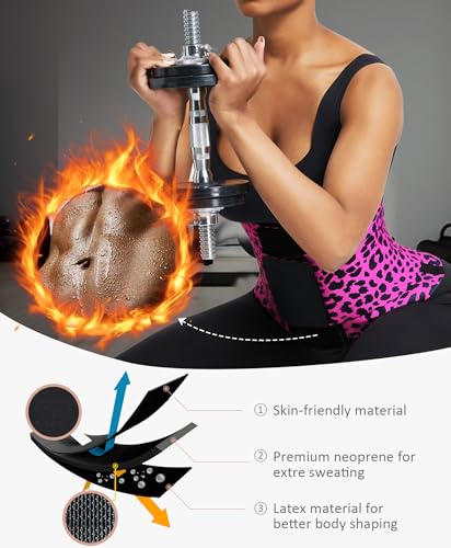 FeelinGirl Workout Waist Trainer Cincher Corset Shaper Tummy Slimmer Plus Size for Women Rose Leopard S - Image 3