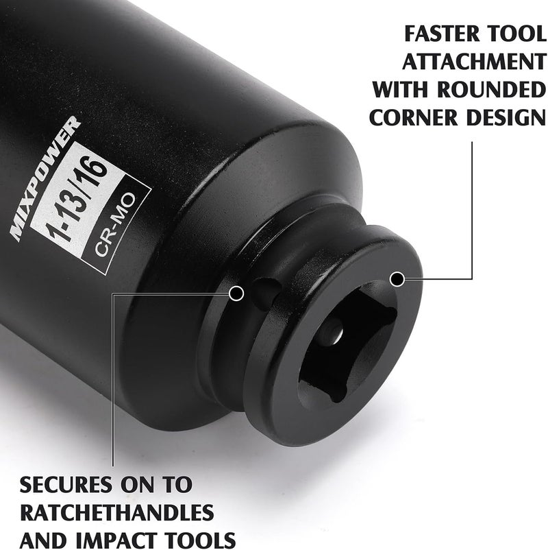 MIXPOWER 3/4" Drive Deep Impact Socket, CR-MO, 1-13/16", SAE, 6 Point, Axle Nut Impact Grade Socket for Easy Removal - Image 4