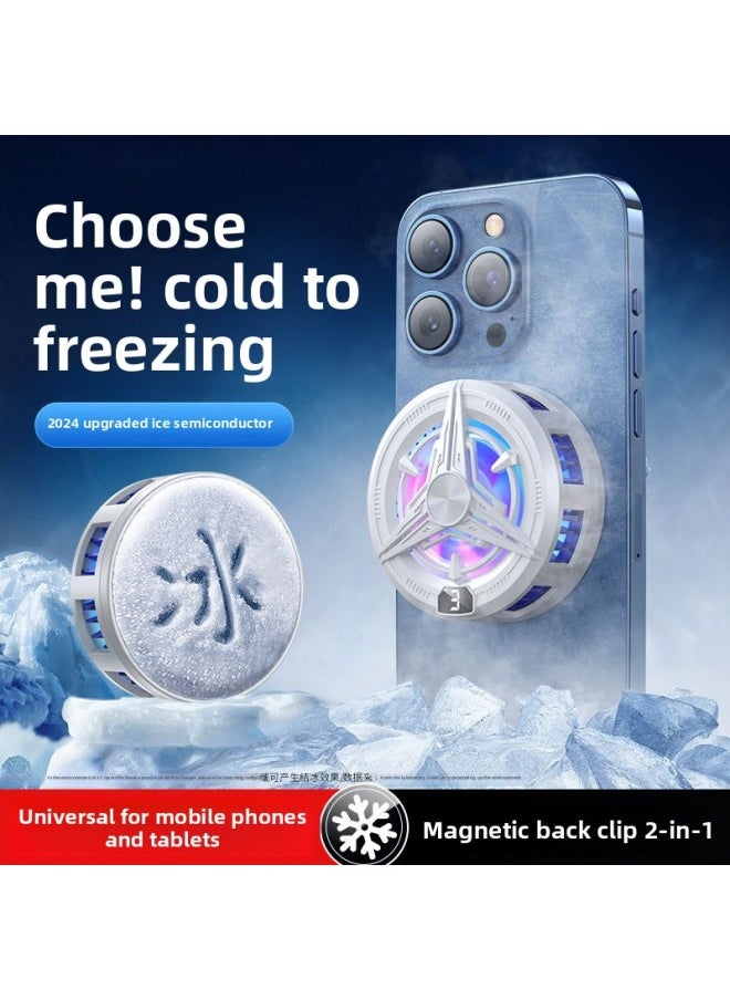 Generic - QY02 PRO Refrigeration Semiconductor Magnetic Suction Back Clip Mobile Phone Radiator Live Game Digital Display Direct Supply-Color:Qy02 Icing Version White - Image 1