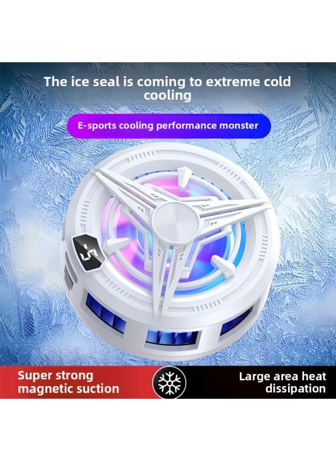Generic - QY02 PRO Refrigeration Semiconductor Magnetic Suction Back Clip Mobile Phone Radiator Live Game Digital Display Direct Supply-Color:Qy02 Icing Version White - Image 1