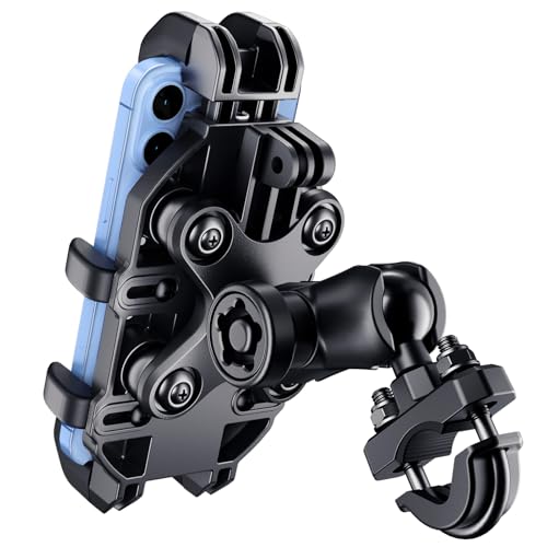 Thlevel Motorcycle Phone Mount Holder with Vibration Dampener AntiShake 720 Adjustable for iPhone 16 Pro Max for Samsung 5469 Phone AntiTheft Dirt BikesU Shape Base 0611 Handlebar - Image 1