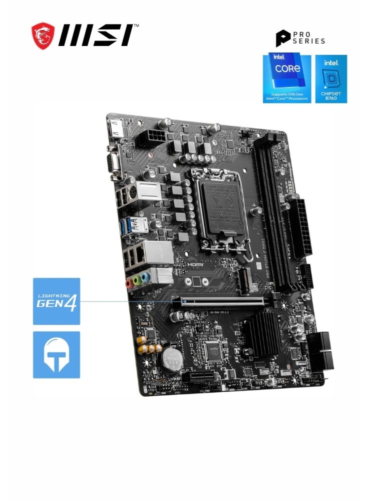 MSI PRO B760M-E DDR4 Intel LGA 1700 MATX Motherboard | Intel B760 Chipset Supports 12th/13th/14th Gen Intel Processors | 2x DDR4 Slots, 64GB Max Memory, Gigabit LAN, 1x M.2, 4x USB 2.0 2x USB 3.2 G 1x HDMI, 1x VGA | 911-7D48-061 - Image 5
