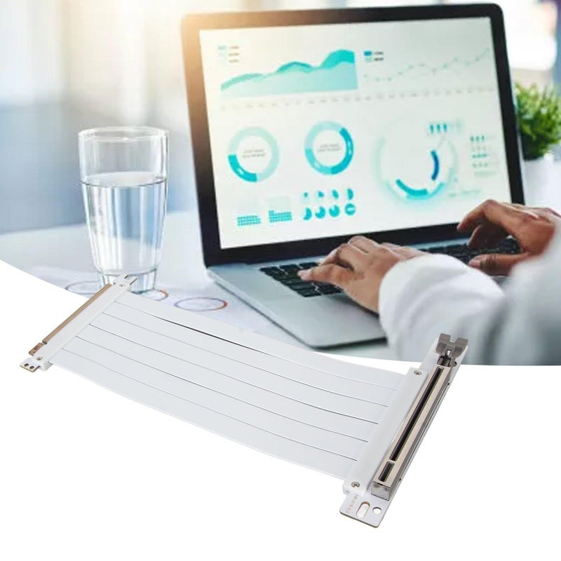 PCIE 3.0 X16 Riser Cable 20cm White Bendable High Speed Flexible Easy Installation GPU Extension Cable 90 Degree Plug and Play for PC - Image 4