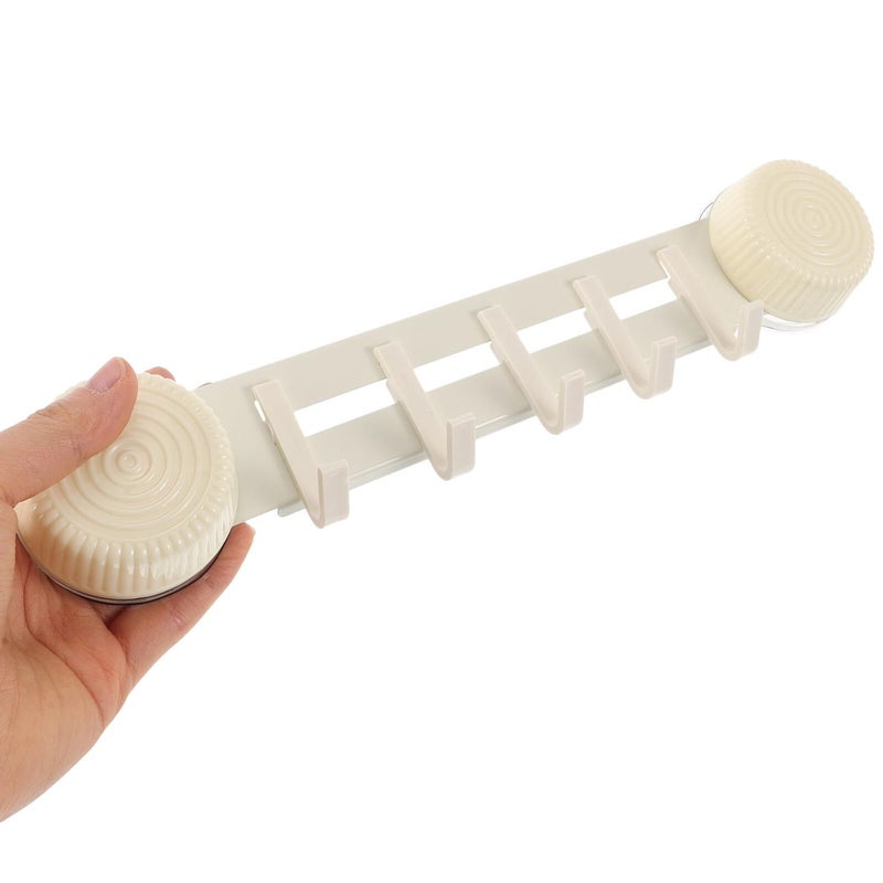 Homoyoyo 30cm Suction Cup Hook No Drill Towel Holder 5 Hooks Milk Yellow - Image 4