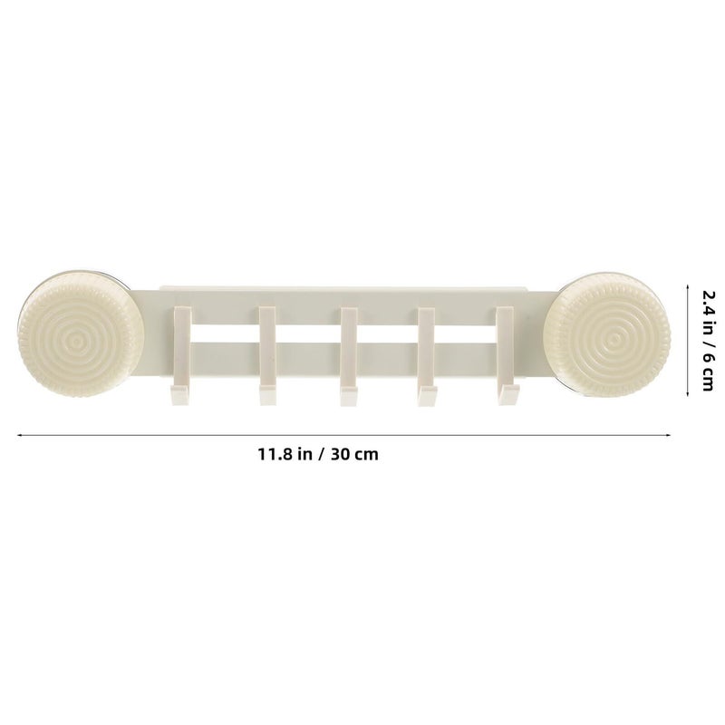 Homoyoyo 30cm Suction Cup Hook No Drill Towel Holder 5 Hooks Milk Yellow - Image 3