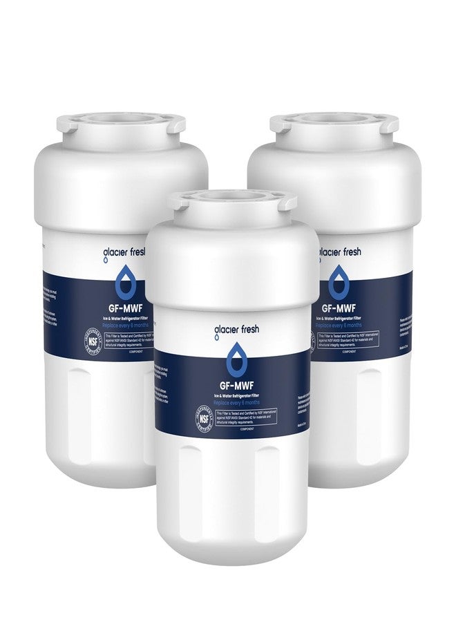 GLACIER FRESH فلاتر مياه جلاسير فريش MWF لثلاجات جنرال إلكتريك، بديل معتمد من NSF 42 لفلاتر سمارت ووتر MWFP، MWFA، GWF، HDX FMG-1، WFC1201، RWF1060، 197D6321P006، كينمور 9991، عبوة من 3 فلاتر - Image 1