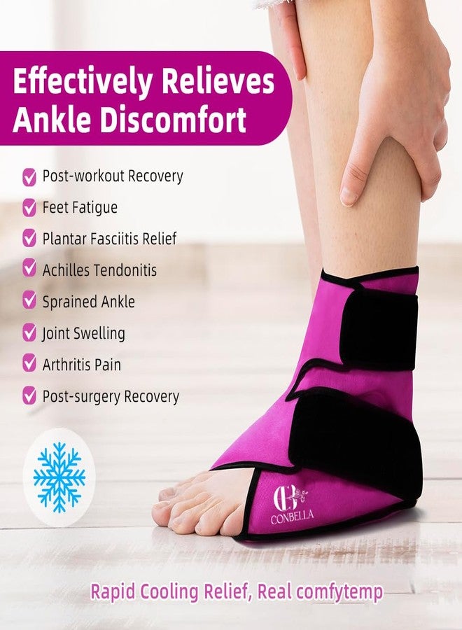 Conbella Ankle Ice Pack Wrap for Swelling, Reusable Hot Cold Gel Foot Ice Pack Wrap for Plantar Fasciitis Relief, Sprain, Achilles Tendonitis, Heel Spur, Post-Surgery Recovery with Adjustable Straps - Image 2