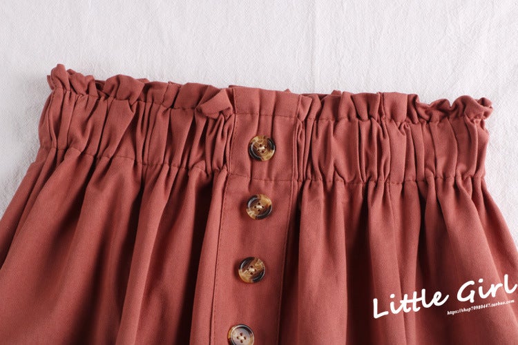 Spring/Summer 2023 New Slimming Solid Color All-Match Loose Waist Casual Loose Mid-Length Workwear Skirt for Children Red - Image 1
