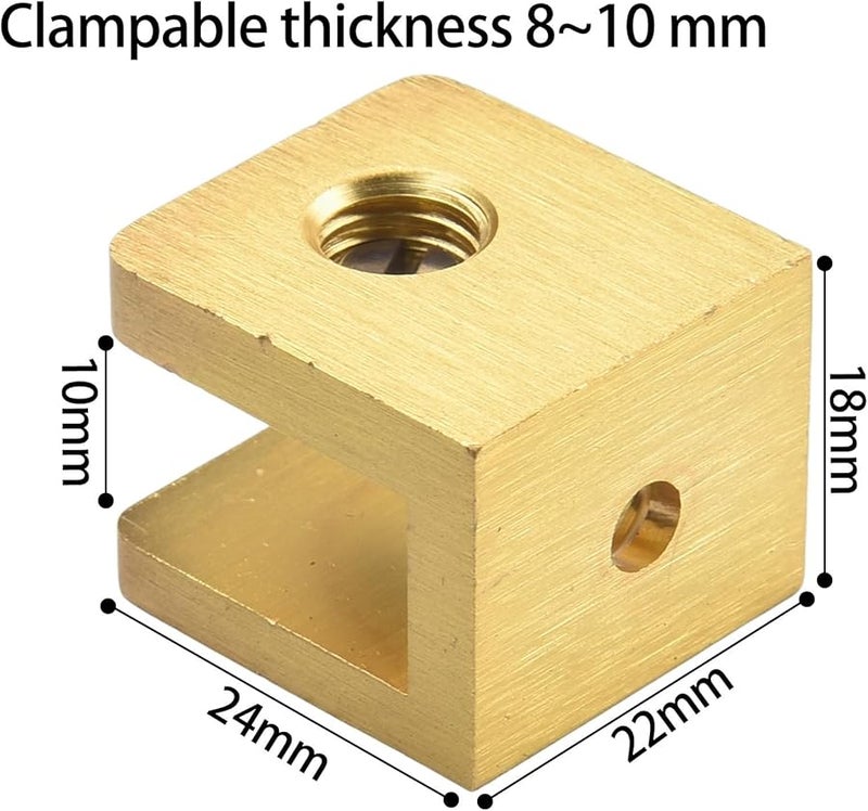 Thick Glass Clip Holder Adjustable Copper Gold Bracket For 8 10mm Glass - Image 3