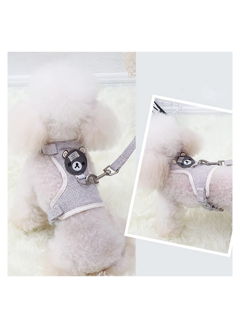 SYOSI - Small Dog Harnesses, Adjustable Soft Padded Pet Vest Harness and Lead Set for Puppy Cat Rabbit Small Pets, for Extra-Small/Small Medium Dogs, in Dog/Cat Harness and Leash Set for Walking(Grey,S) - Image 1