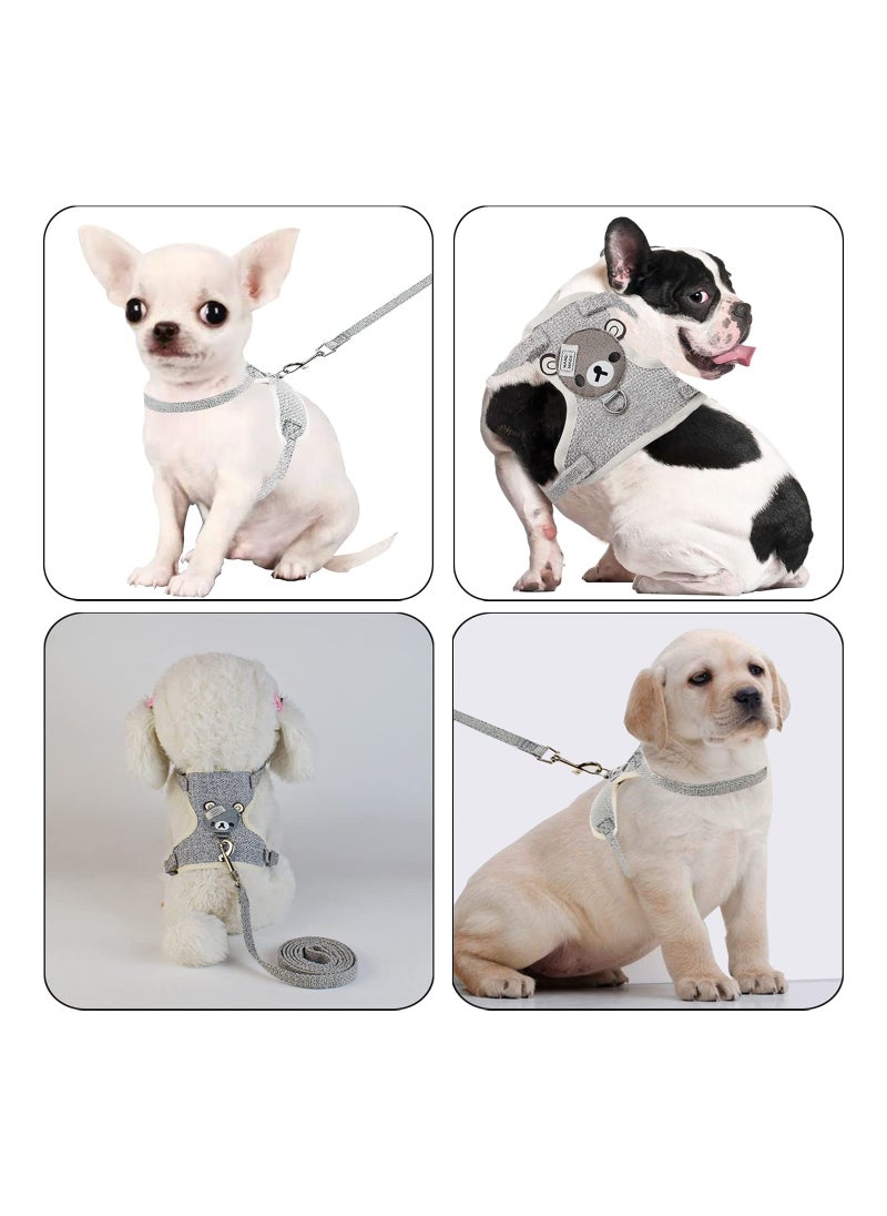 SYOSI - Small Dog Harnesses, Adjustable Soft Padded Pet Vest Harness and Lead Set for Puppy Cat Rabbit Small Pets, for Extra-Small/Small Medium Dogs, in Dog/Cat Harness and Leash Set for Walking(Grey,S) - Image 1