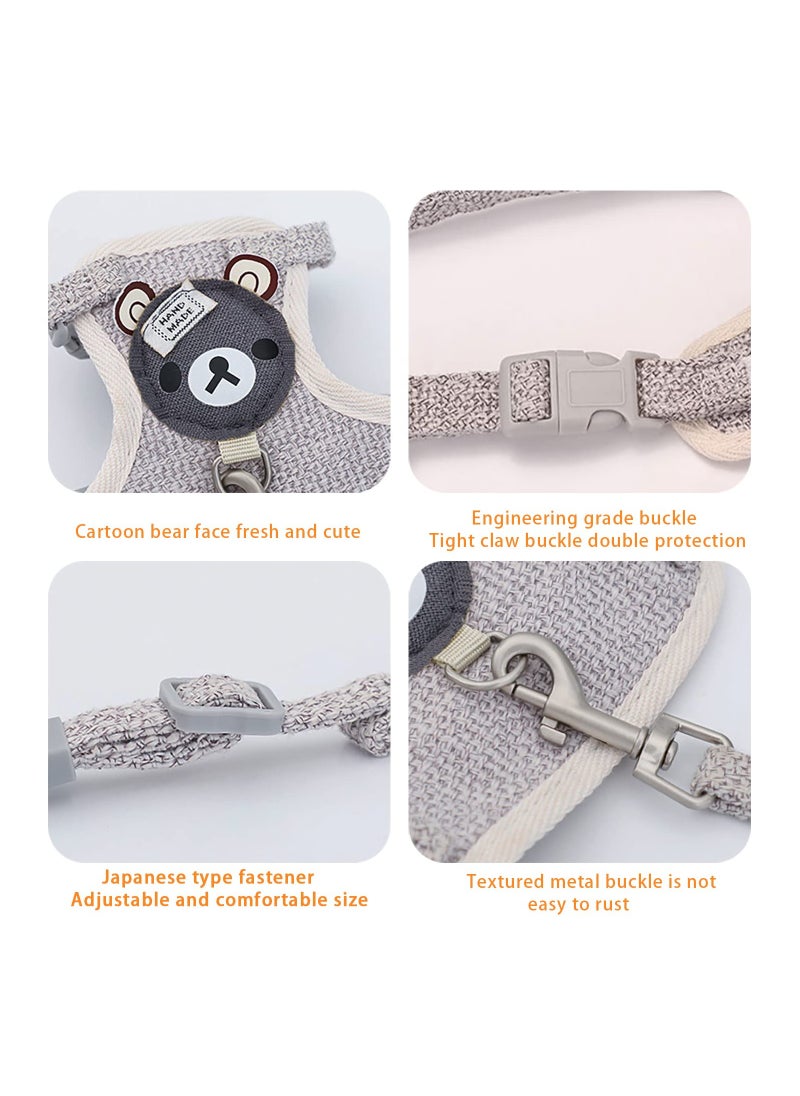 SYOSI - Small Dog Harnesses, Adjustable Soft Padded Pet Vest Harness and Lead Set for Puppy Cat Rabbit Small Pets, for Extra-Small/Small Medium Dogs, in Dog/Cat Harness and Leash Set for Walking(Grey,S) - Image 1