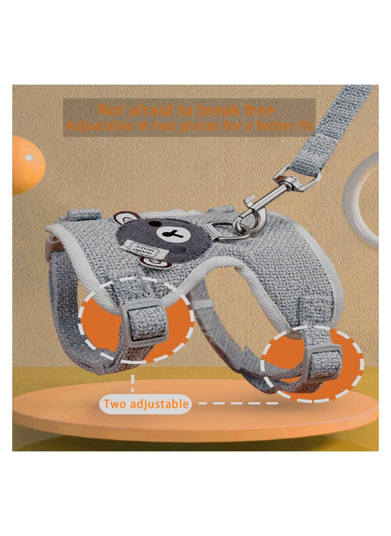 SYOSI - Small Dog Harnesses, Adjustable Soft Padded Pet Vest Harness and Lead Set for Puppy Cat Rabbit Small Pets, for Extra-Small/Small Medium Dogs, in Dog/Cat Harness and Leash Set for Walking(Grey,S) - Image 1