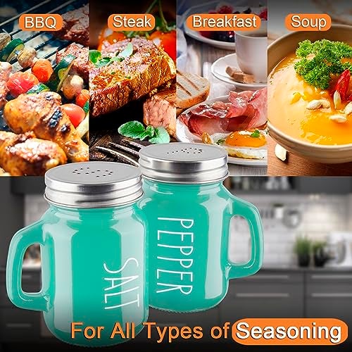 ZOSUJO Turquoise Salt and Pepper Shakers Set - Teal Kitchen Decor and Accessories for Home Restaurants Wedding - Glass Salt and Pepper Set for Cooking Table, RV, BBQ, Easy to Clean & Refill - Image 5