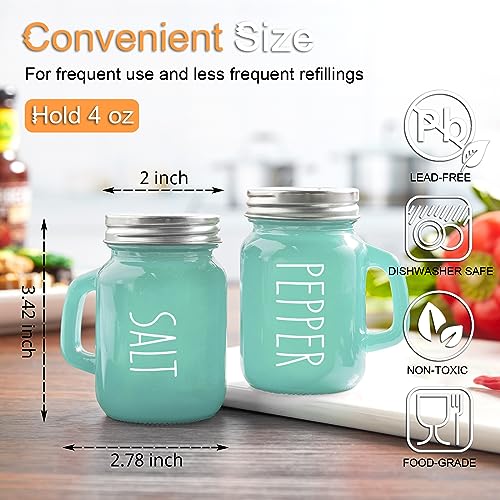 ZOSUJO Turquoise Salt and Pepper Shakers Set - Teal Kitchen Decor and Accessories for Home Restaurants Wedding - Glass Salt and Pepper Set for Cooking Table, RV, BBQ, Easy to Clean & Refill - Image 3