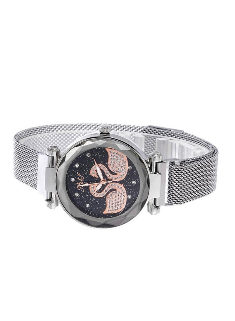 jhlf Women Wrist Watch by jhlf Magnetic Band Silver Color - Image 2