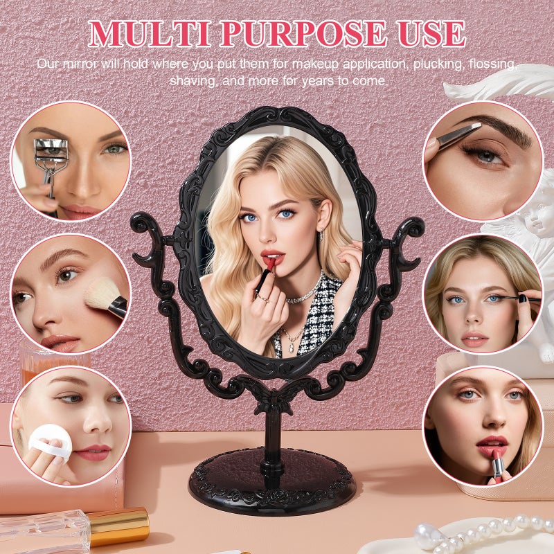 💄 مرآة مكياج بقاعدة دوارة للاستخدام المكتبي بتصميم قديم - Image 4