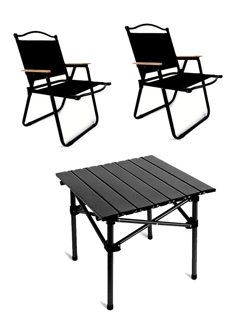 AGD Table and 2 Chairs Set, Foldable, Ideal for Picnics and Outdoor Activities - Image 1