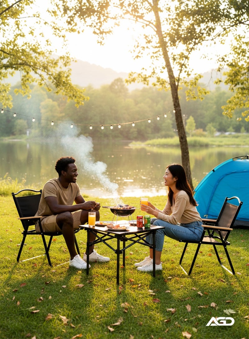 AGD Table and 2 Chairs Set, Foldable, Ideal for Picnics and Outdoor Activities - Image 3
