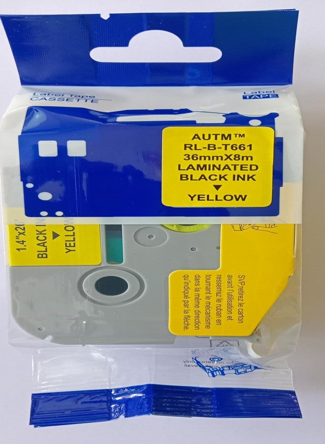 AUTM Compatible for Brother TZE 661 Label Tape Cassette, 36mm x 8 Meters, 1.4 inch, Black on Yellow - Image 1