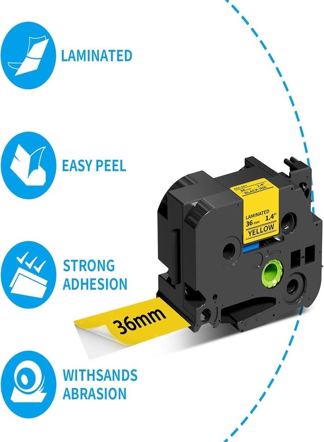 AUTM Compatible for Brother TZE 661 Label Tape Cassette, 36mm x 8 Meters, 1.4 inch, Black on Yellow - Image 2