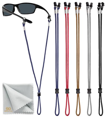 SIGONNA Eyeglasses String Holder Strap Cord - Eyeglass Chain for Men Women - Glasses Lanyard Holders Around Neck - Sports Eye Glass Straps Sunglass Retainer - 5 Cords Dark - Image 1