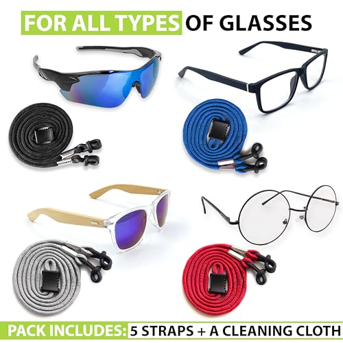 SIGONNA Eyeglasses String Holder Strap Cord - Eyeglass Chain for Men Women - Glasses Lanyard Holders Around Neck - Sports Eye Glass Straps Sunglass Retainer - 5 Cords Dark - Image 5