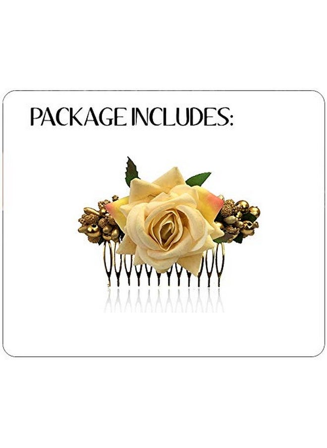 Hair Flare 1 Rose Comb Slide Hair Pin, Hair Accessories For Women || Artificial Flowers Accessories For Women And Girls, 1941, Peach  - Image 5