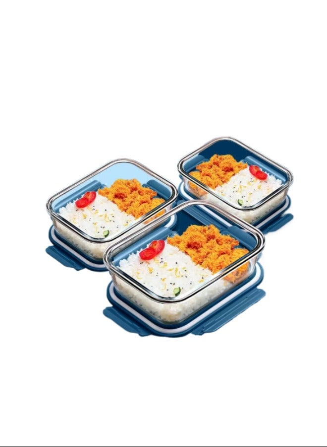 3-pack lunch box microwaveable borosilicate glass lunch box glass food storage container with insulation bag - Image 2