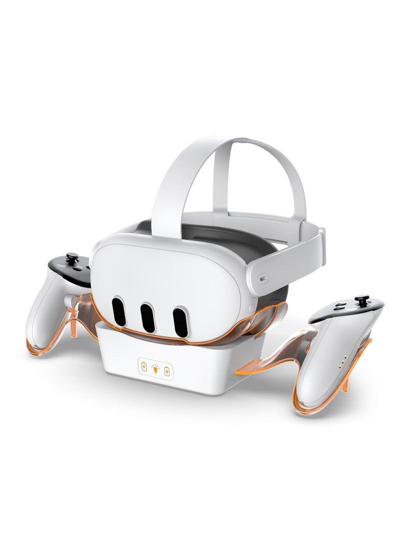 Charging Dock for Meta  Quest 3, VR Headset Charging Stand and Controller Holder with RGB Light - Image 1