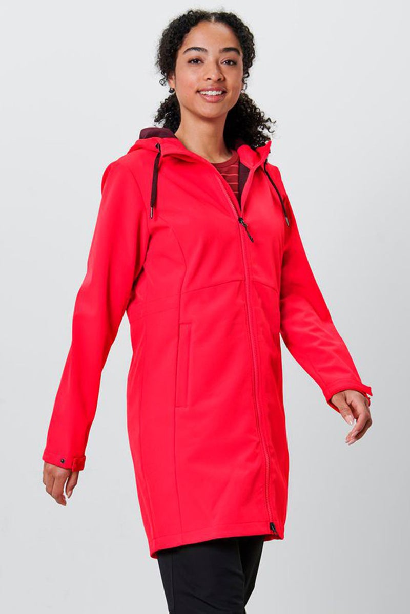 Tchibo معطف نسائي بغطاء رأس بأكمام طويلة ناعم، أحمر - Image 1