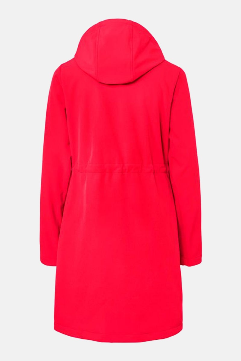 Tchibo معطف نسائي بغطاء رأس بأكمام طويلة ناعم، أحمر - Image 3