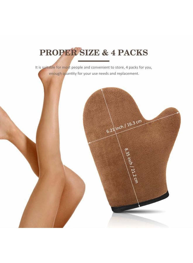 Satinior 4 Packs Self Tanning Mitt Applicators Double Sided Sunless Tanning Mittens Reusable Applicator Mittens Tanner Gloves with Thumb(Brown) - Image 2