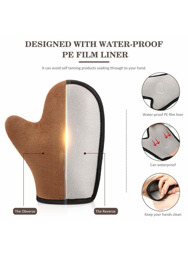 Satinior 4 Packs Self Tanning Mitt Applicators Double Sided Sunless Tanning Mittens Reusable Applicator Mittens Tanner Gloves with Thumb(Brown) - Image 5