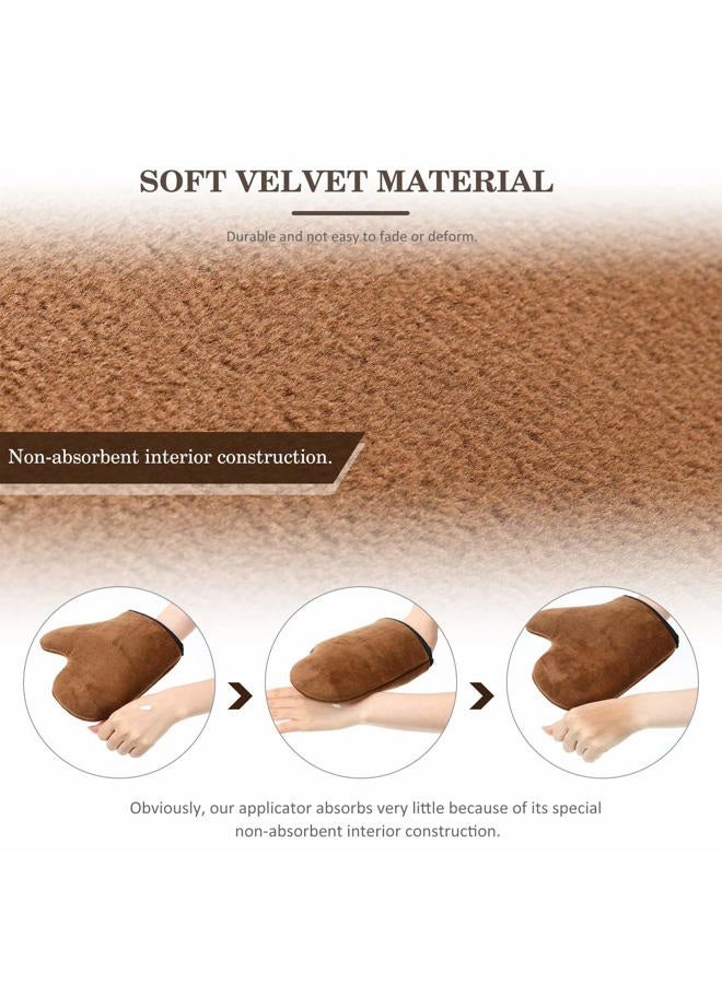Satinior 4 Packs Self Tanning Mitt Applicators Double Sided Sunless Tanning Mittens Reusable Applicator Mittens Tanner Gloves with Thumb(Brown) - Image 3