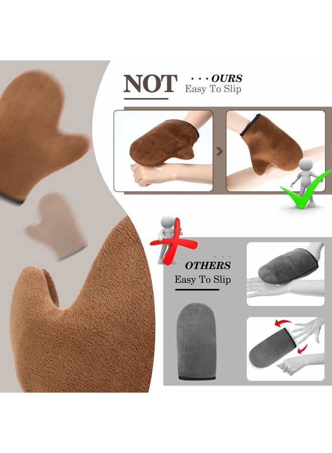 Satinior 4 Packs Self Tanning Mitt Applicators Double Sided Sunless Tanning Mittens Reusable Applicator Mittens Tanner Gloves with Thumb(Brown) - Image 4