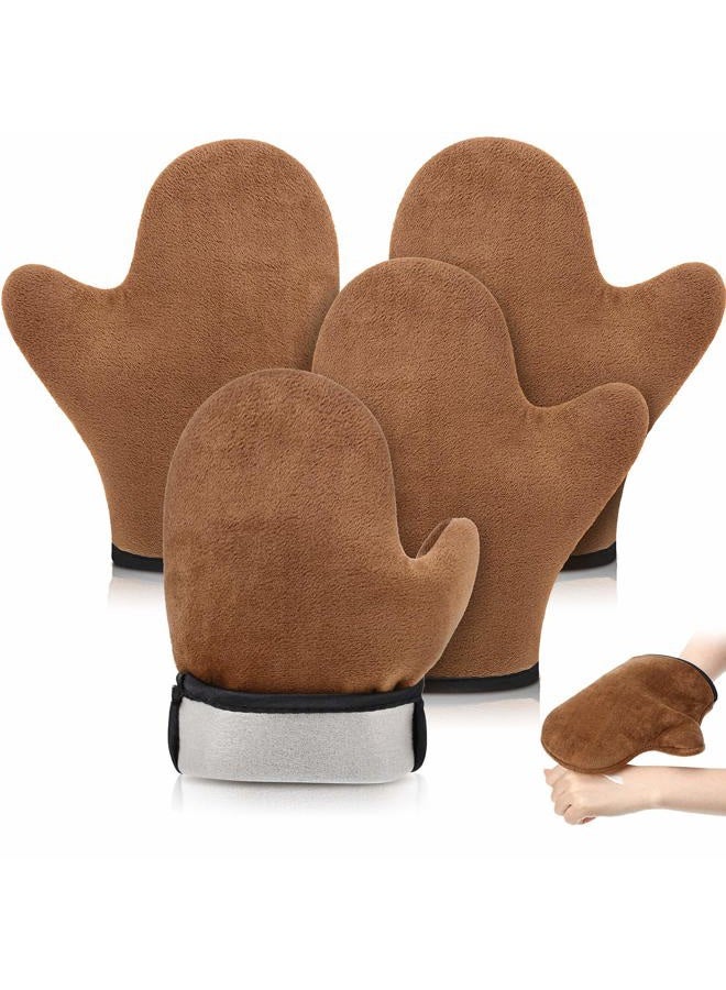 Satinior 4 Packs Self Tanning Mitt Applicators Double Sided Sunless Tanning Mittens Reusable Applicator Mittens Tanner Gloves with Thumb(Brown) - Image 1