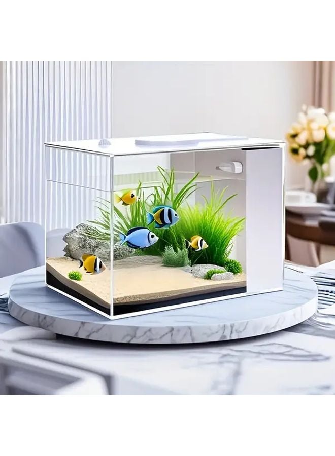 White Rectangular Aquarium With LED Color Changing Light Filter And Oxygen - Image 3