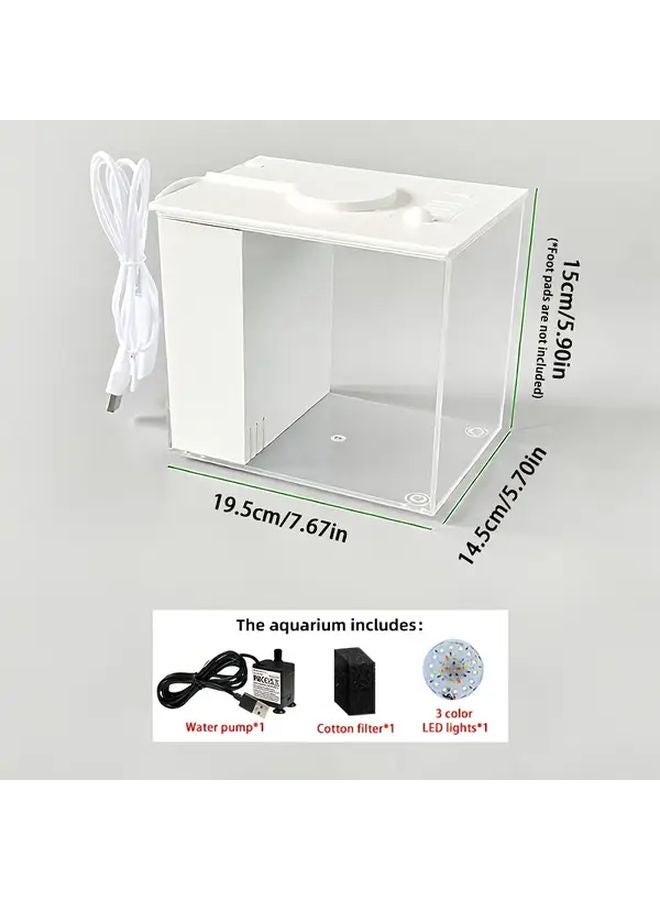 White Rectangular Aquarium With LED Color Changing Light Filter And Oxygen - Image 1