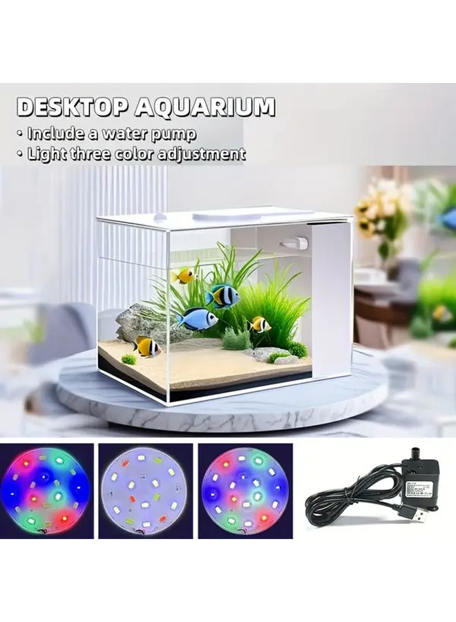 White Rectangular Aquarium With LED Color Changing Light Filter And Oxygen - Image 2