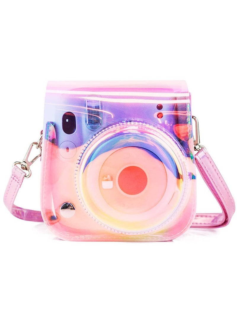 Stylish Instant Camera Case for Instax Mini 11 9 8 Adjustable Shoulder Strap PU Leather Transparent Illusion Color - Image 1